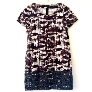 MaxMara Weekend Cotton Tie Dye Crochet Trim Pockets Sheath Dress Zip back Sz S